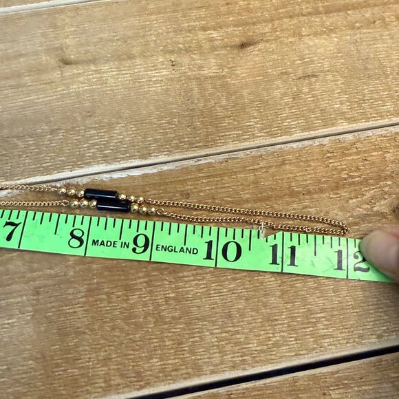 Vintage 70's Avon Gold Tone Black Enameled Necklace & Triangle Clip On Earrings - Picture 6 of 6